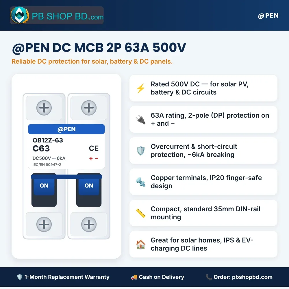 @PEN 63A DC MCB (OB12Z-63) – key features