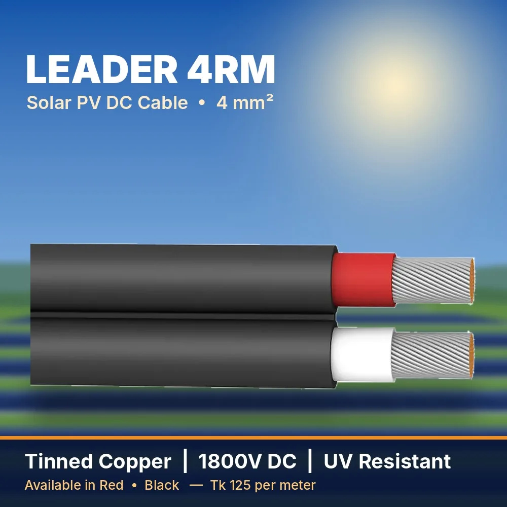 Leader 4RM Solar Cable (4mm² DC PV Cable) – Red / Black – Per Meter