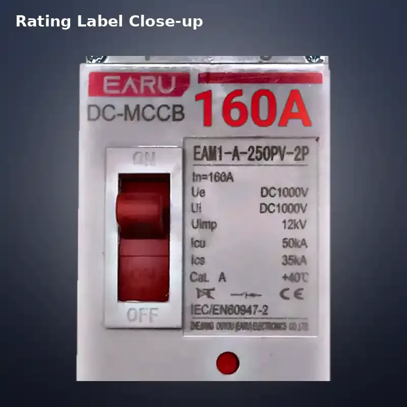 EARU DC MCCB 160A 2P 1000V – EAM1-A-250PV Solar DC Circuit Breaker image 4