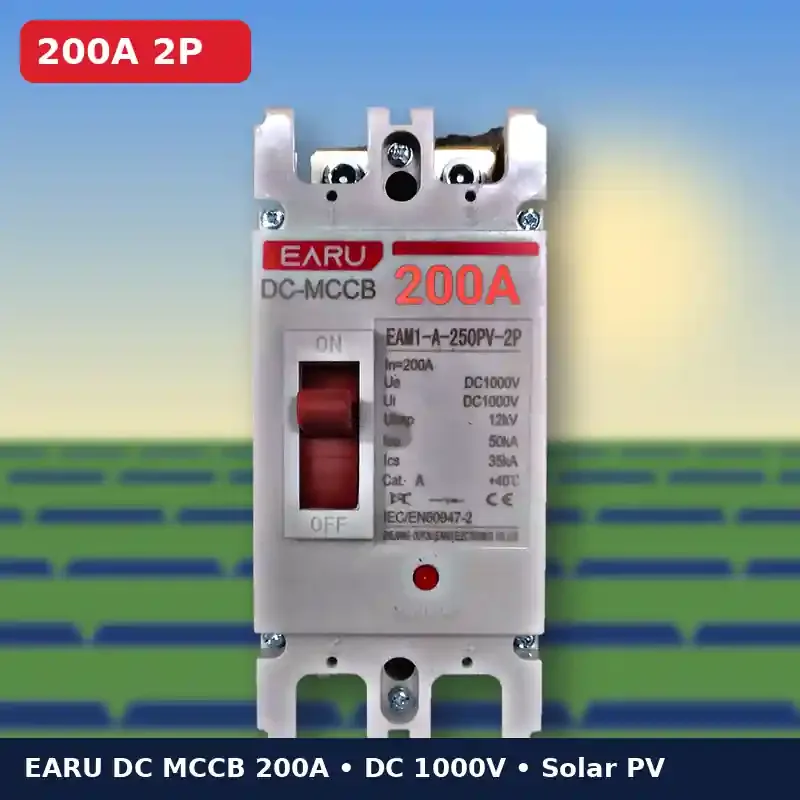 EARU DC MCCB 200A 2P 1000V – EAM1-A-250PV Solar DC Circuit Breaker