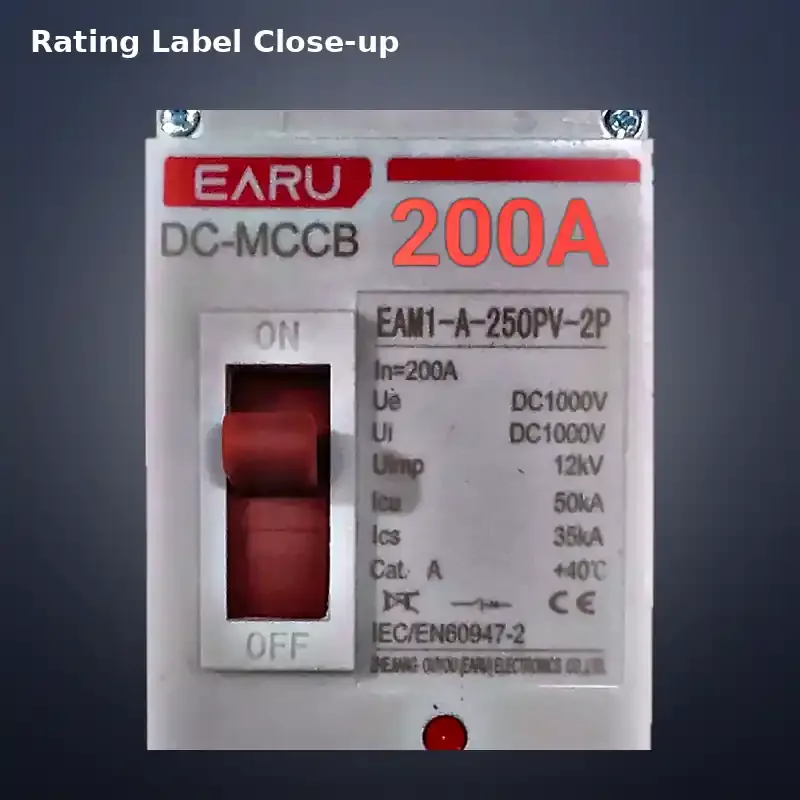 EARU DC MCCB 200A 2P 1000V – EAM1-A-250PV Solar DC Circuit Breaker image 4