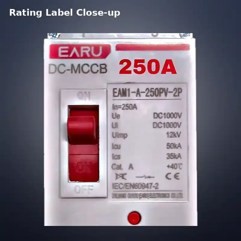 EARU DC MCCB 250A 2P 1000V – EAM1-A-250PV Solar DC Circuit Breaker image 4