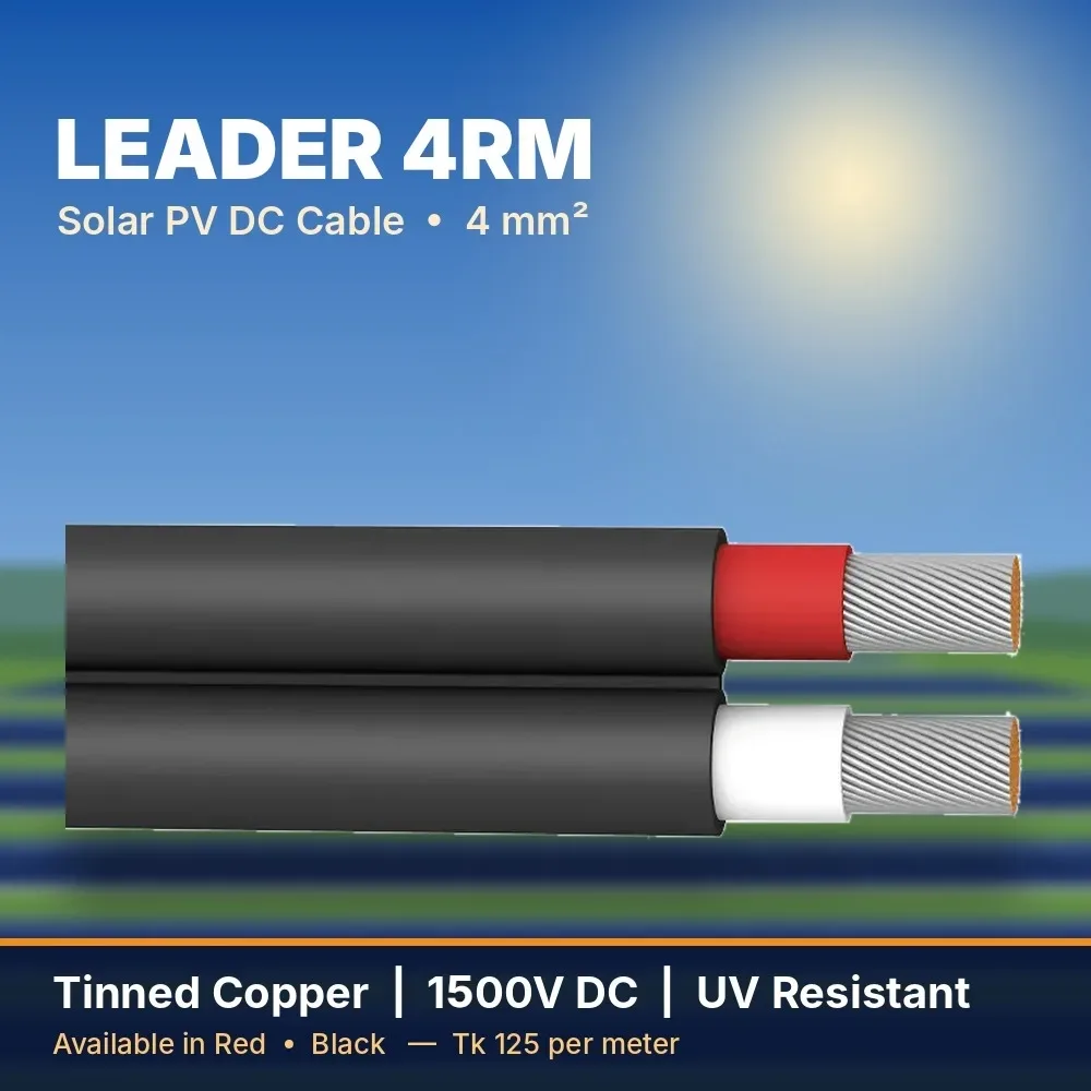 Leader 4RM Solar Cable (4mm² DC PV Cable) – Red / Black – Per Meter