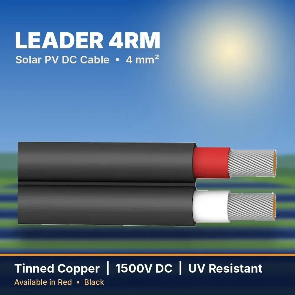 Leader 4RM Solar Cable (4mm² DC PV Cable) – Red / Black – Per Meter