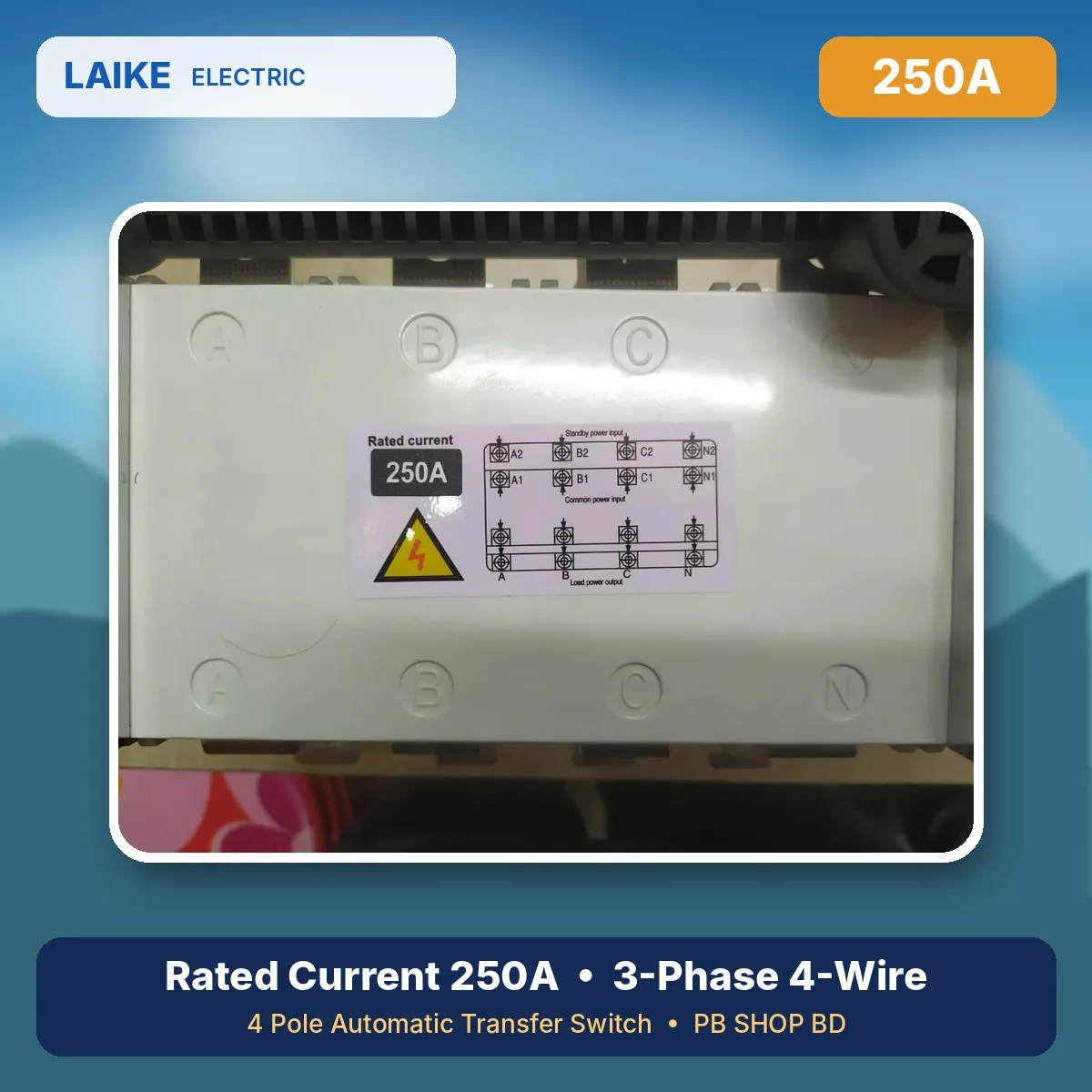 LAIKE 250A 4P ATS LKQ3-250/4P AUTO MANUAL key selector