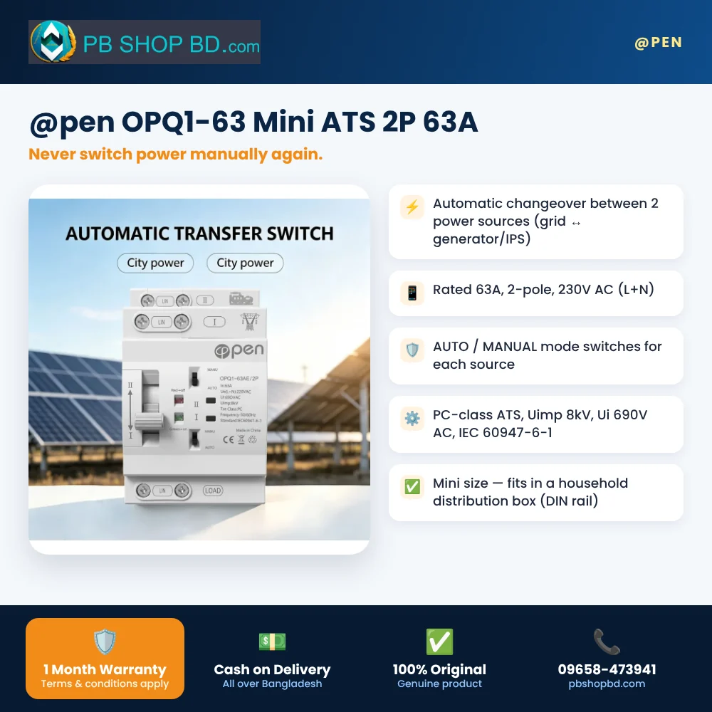 @pen OPQ1-63 Mini ATS 2P 63A – key features and 1 month warranty