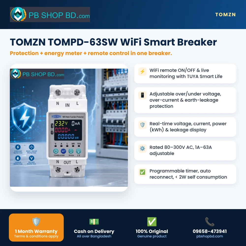 TOMZN TOMPD-63SW WiFi Smart Breaker – key features and 1 month warranty