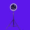 JISULIFE FA17 Rechargeable Fan with LED Ceiling Fan with Long Tripod Stand- Black Color