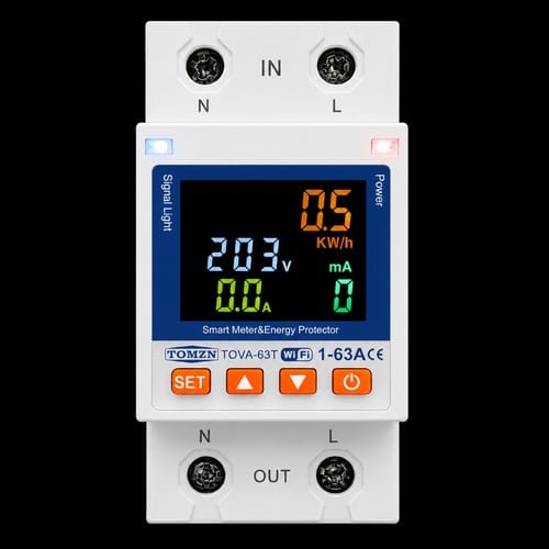 TOVA63T_display_on_500x500_under50KB TOMZN TOVA-63T 63A Smart WiFi Circuit Breaker with Energy Meter, Timer, Voltage, Current & Leakage Protection – Smart Life/TUYA